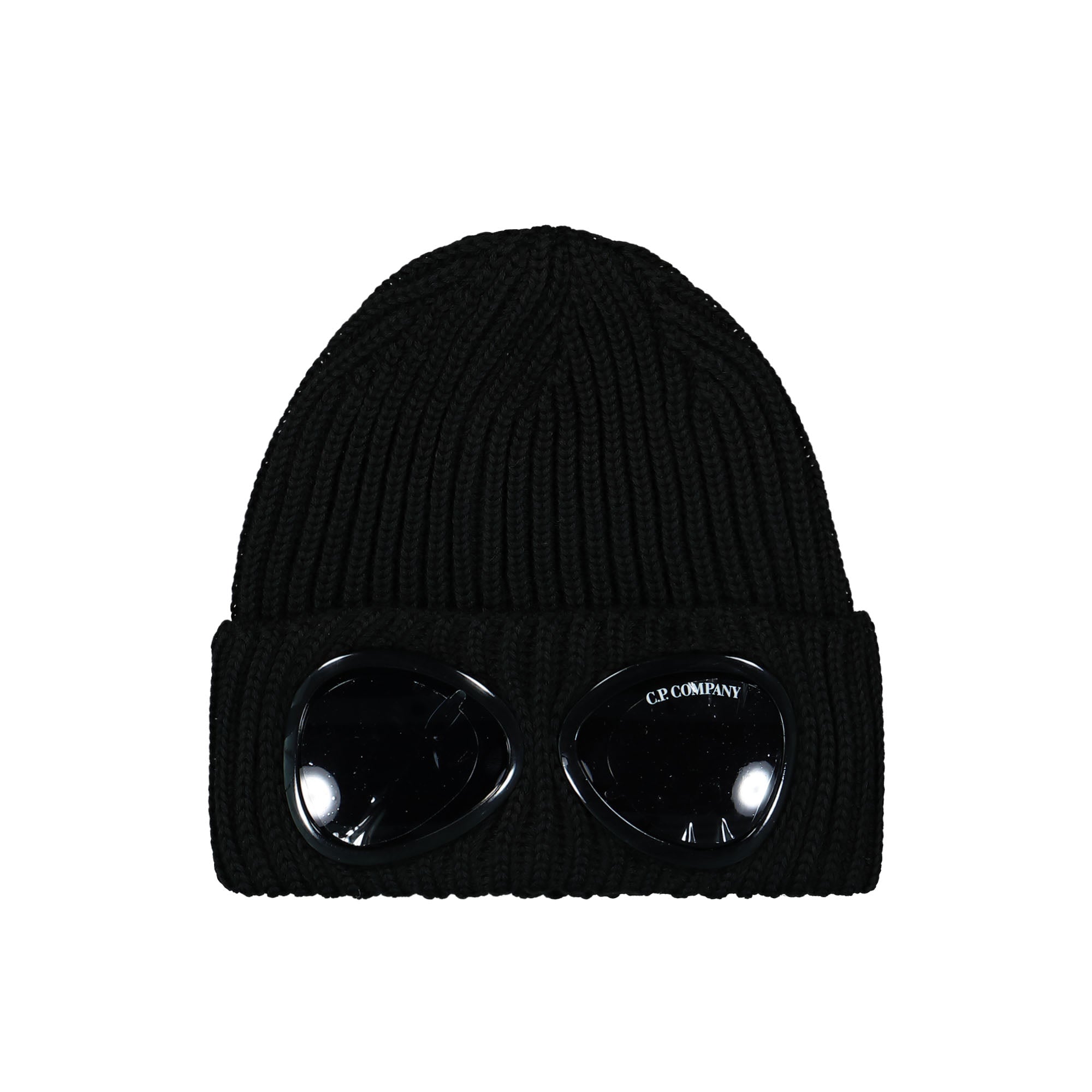C.P. Company Extra Fine Merino Wool Goggle Beanie Black Beanies 15CMAC122A005509A 999 | Overkill