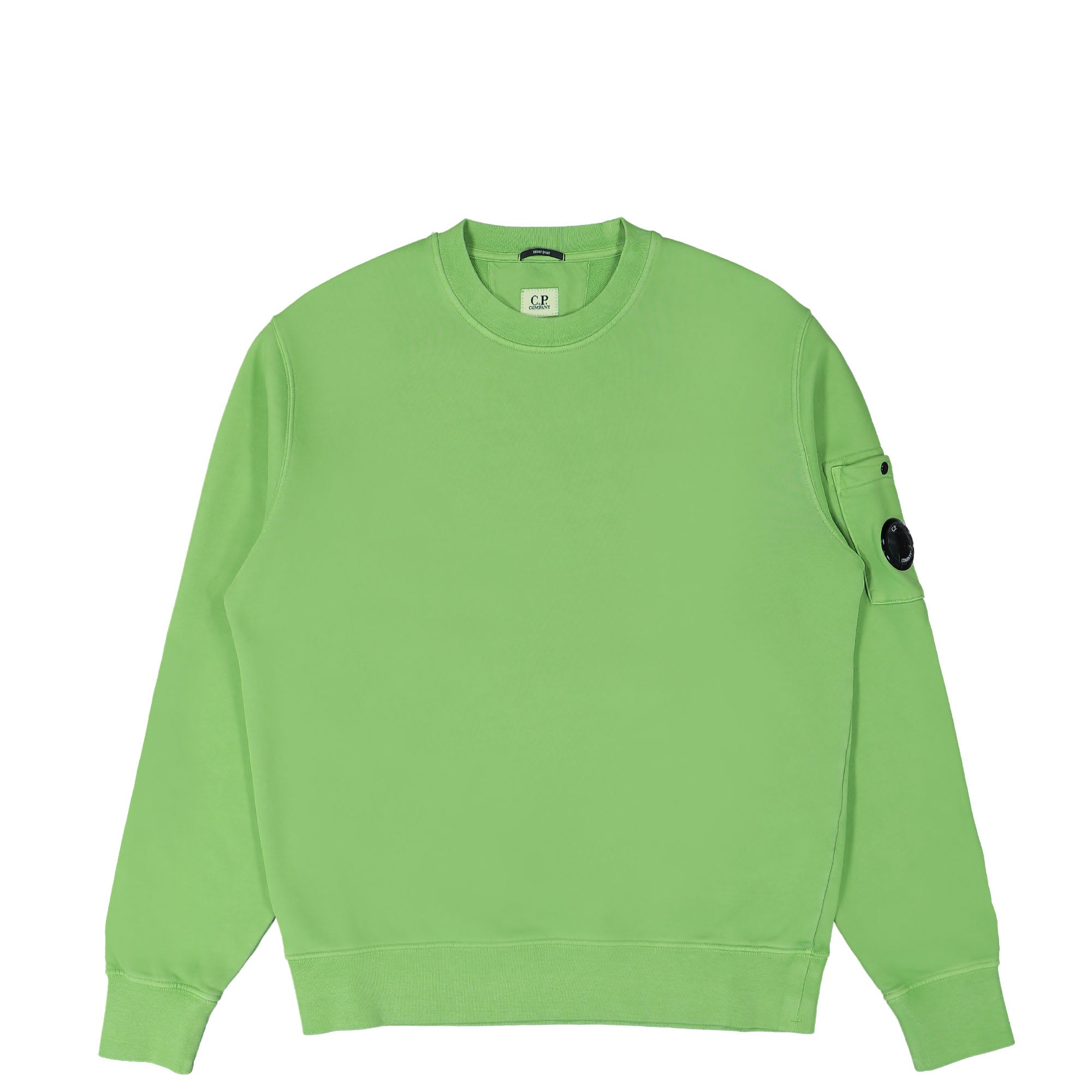 C.P. Company Brushed Emerized Diagonal Fleece Crewneck Classic Green Sweatshirts 15CMSS008A006372R 617 | Overkill