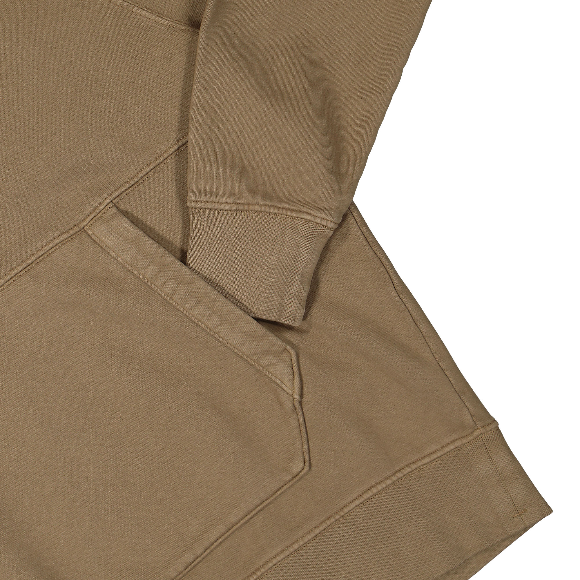 C.P. Company Brushed Emerized Diagonal Fleece Hooded Sweater Butternut Hoodies Detailfoto | Overkill