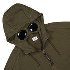 C.P. Company Diagonal Raised Fleece Google Hoodie Ivy Green Hoodies Close-up | Overkill