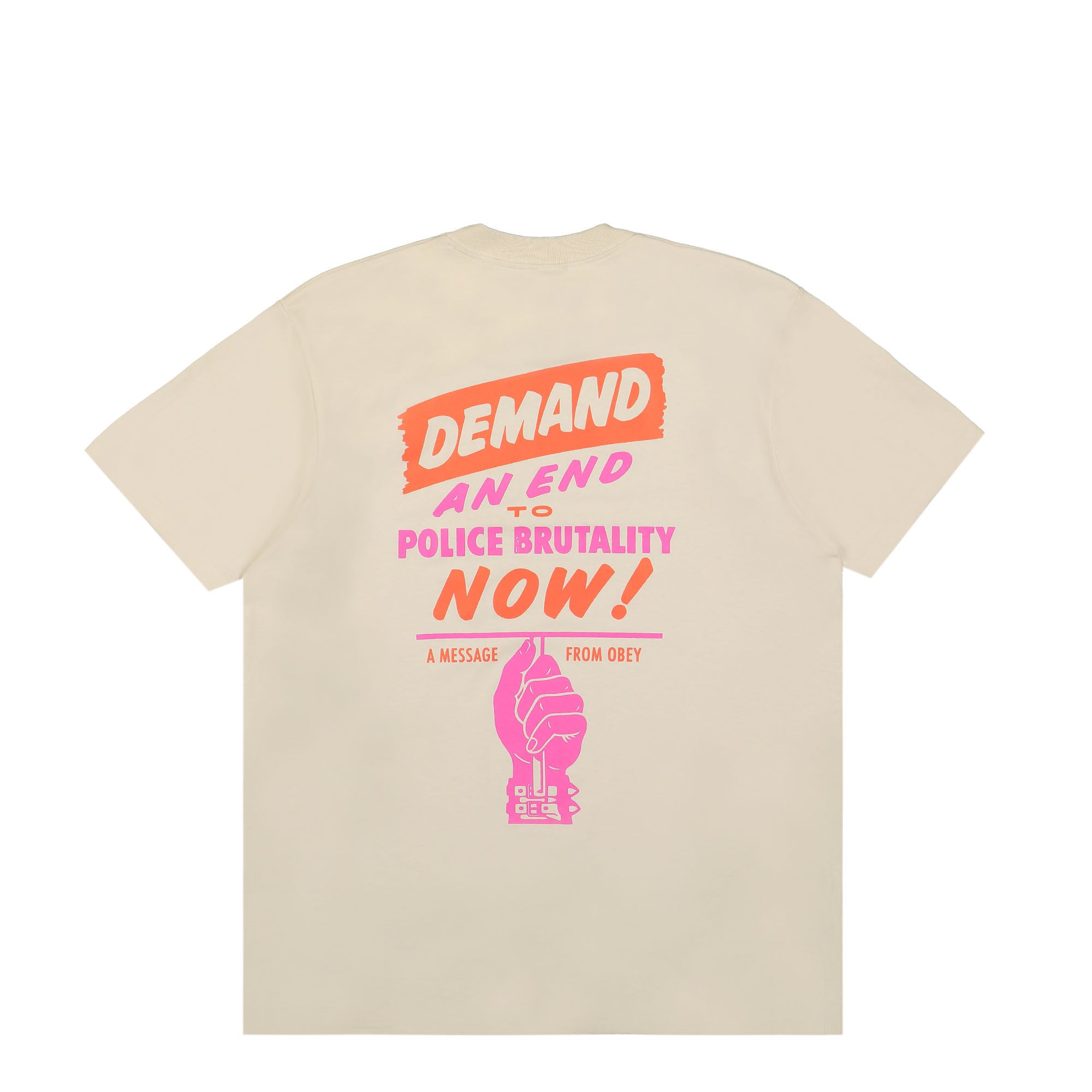 Obey End Police Brutality Tee Cream T-Shirts Close-up | Overkill