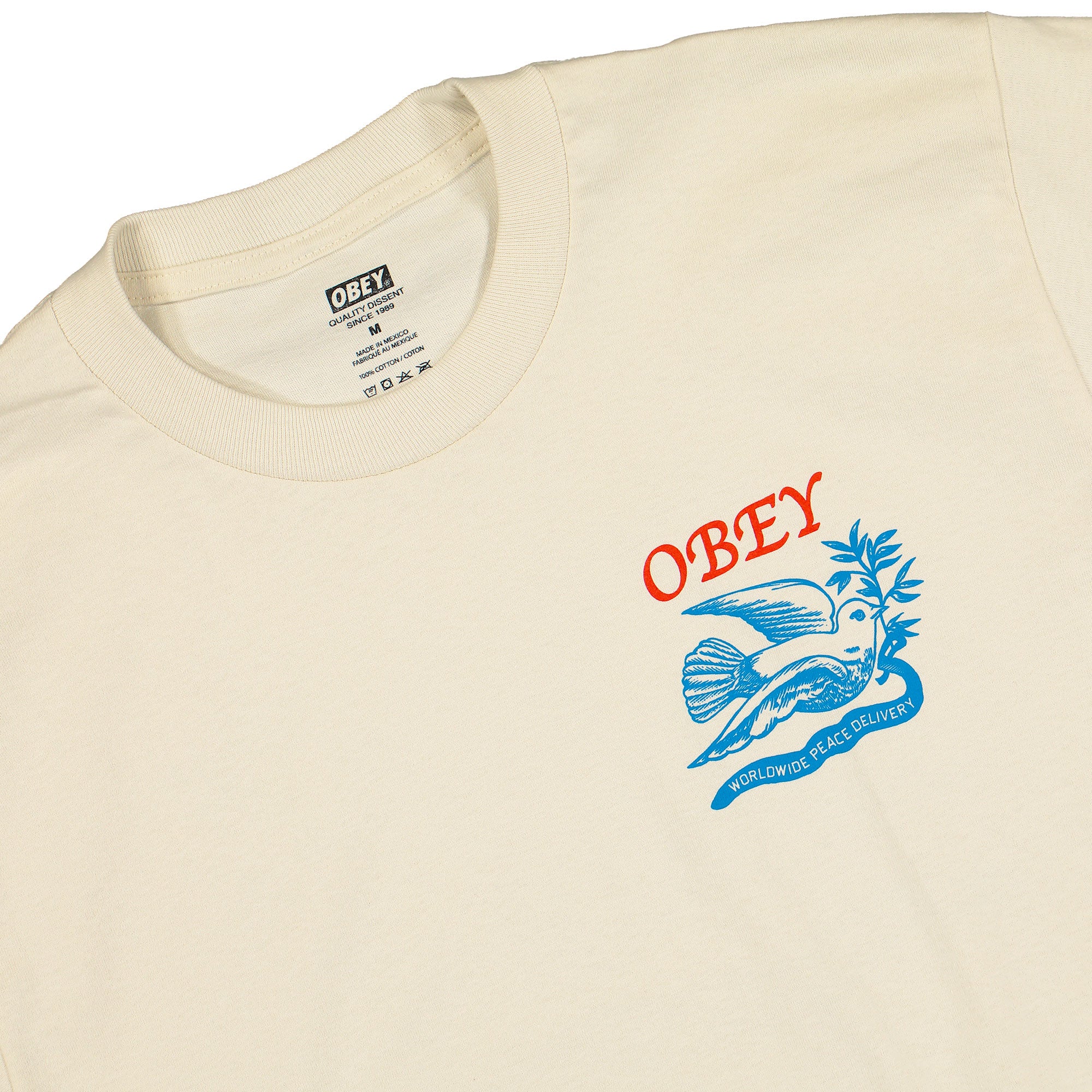 Obey Peace Delivery Dove T-Shirt Cream T-Shirts Material | Overkill