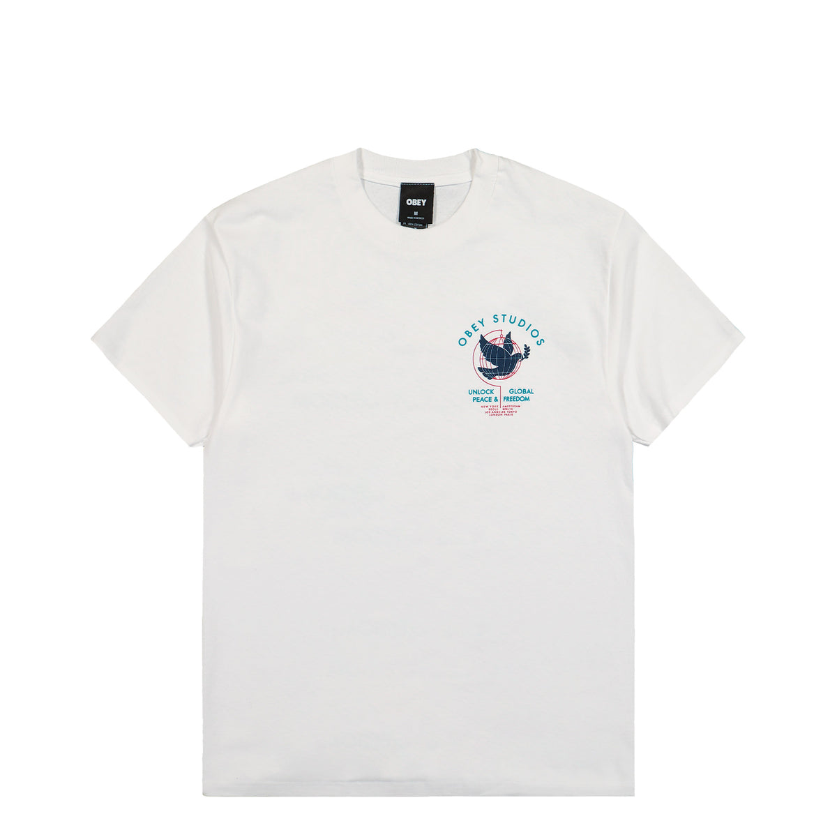 Obey Unlock Peace & Freedom White T-Shirt 165264433-WHT | Overkill
