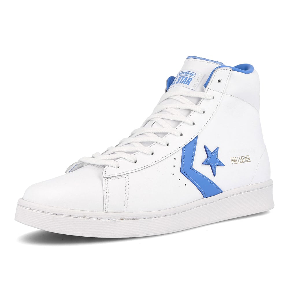 Converse pro leather mid White-Coast Blue-White Sneakers  Close Up | Overkill