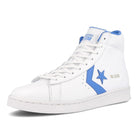 Converse pro leather mid White-Coast Blue-White Sneakers  Close Up | Overkill