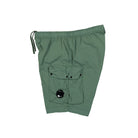 C.P. Company Flatt Nylon Cargo Swim Shorts Duck Green Swimwear Close-up | Overkill