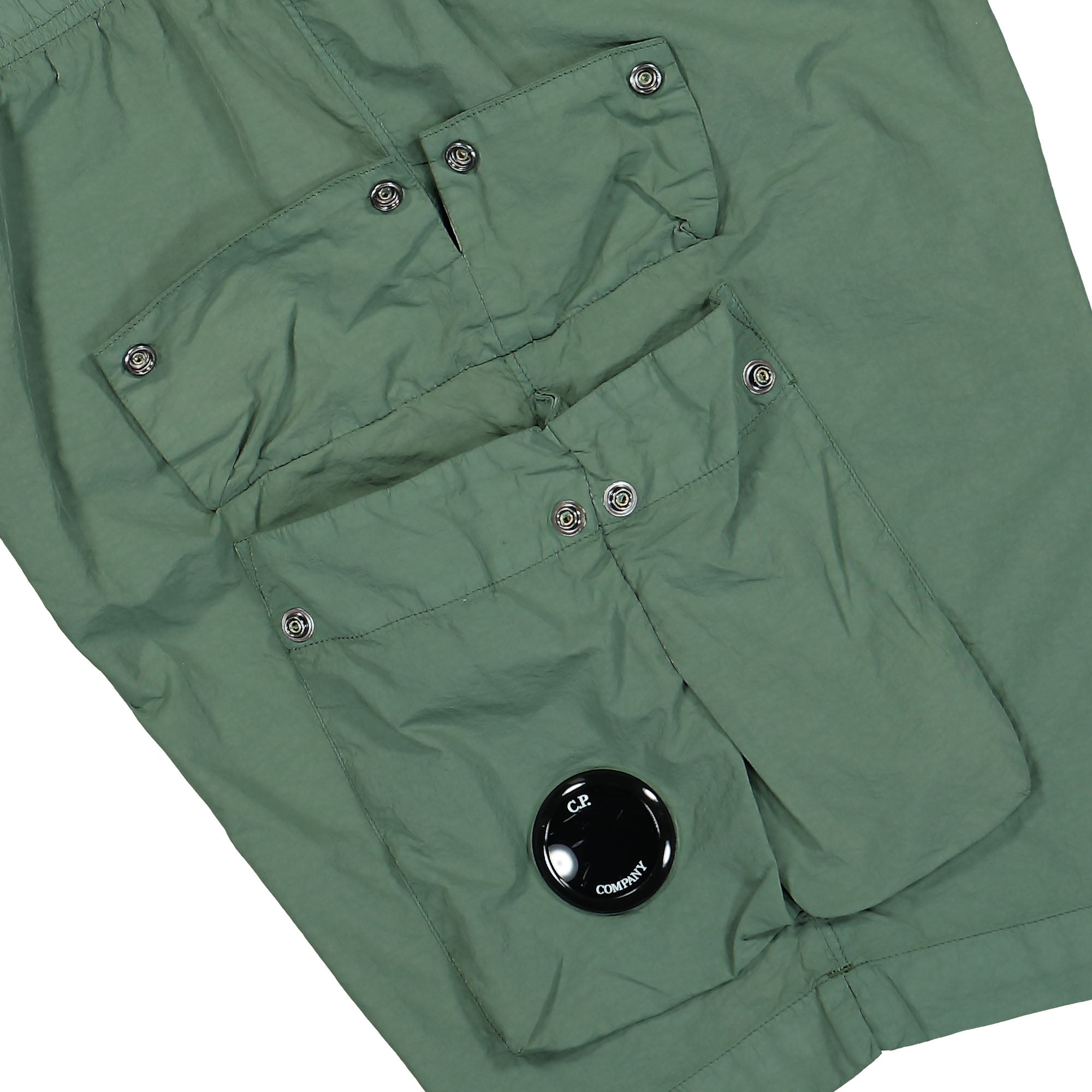 C.P. Company Flatt Nylon Cargo Swim Shorts Duck Green Swimwear Detail view 1 | Overkill