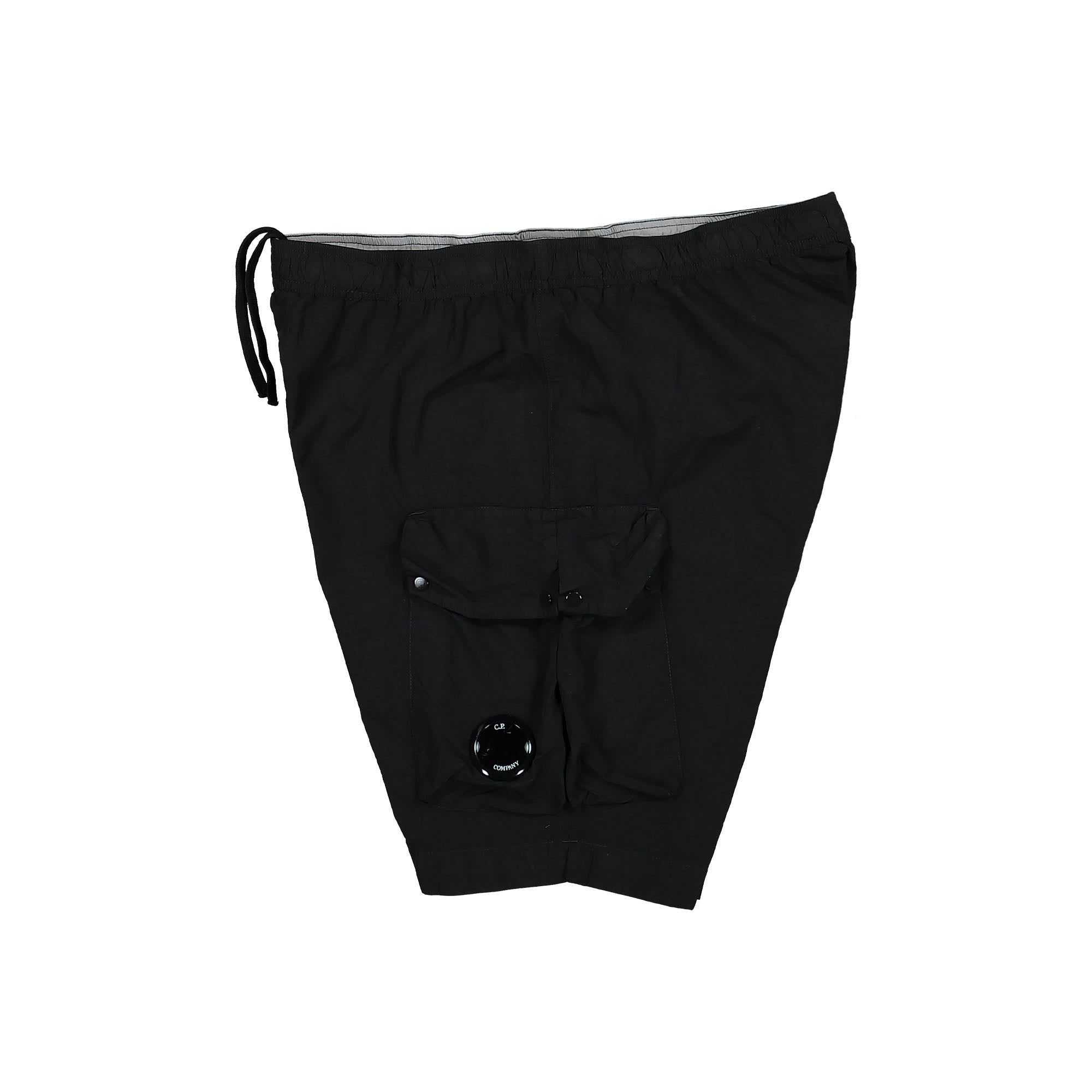 C.P. Company Flatt Nylon Cargo Swim Shorts Black Swimwear Close-up | Overkill