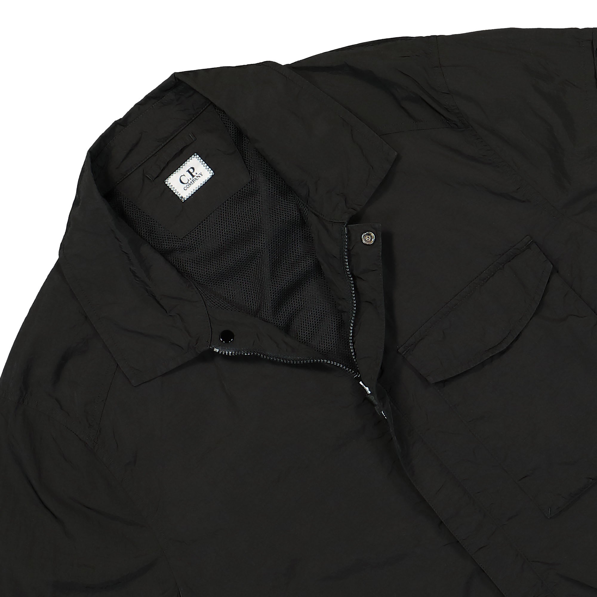 C.P. Company Chrome-R Pocket Overshirt Black Jackets Close-up | Overkill