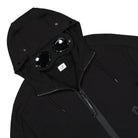 C.P. Company Diagonal Raised Fleece Goggle Zipped Hoodie Black Hoodies Close-up | Overkill