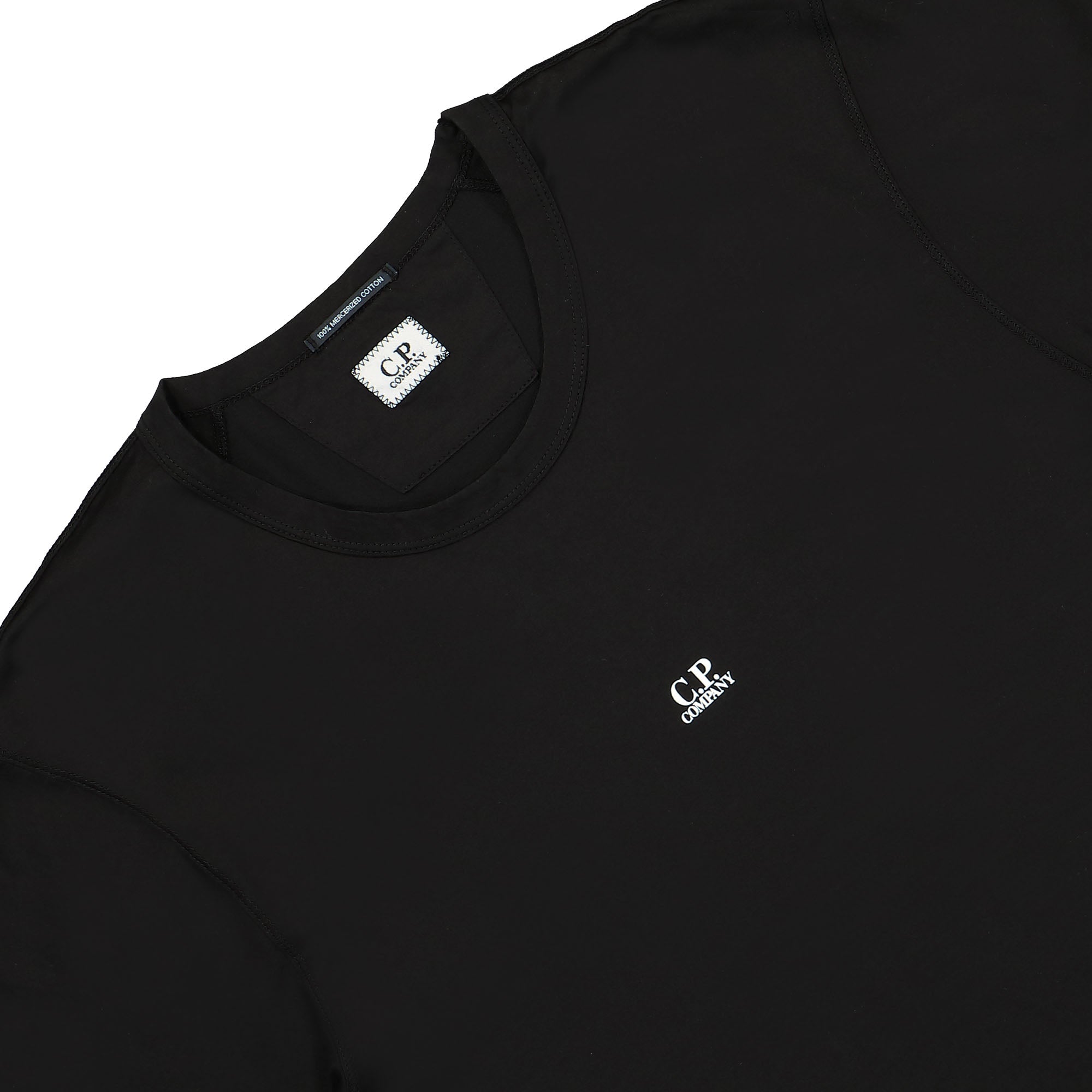 C.P. Company 70/2 Mercerized Jersey Logo T-Shirt Black T-Shirts Close-up | Overkill