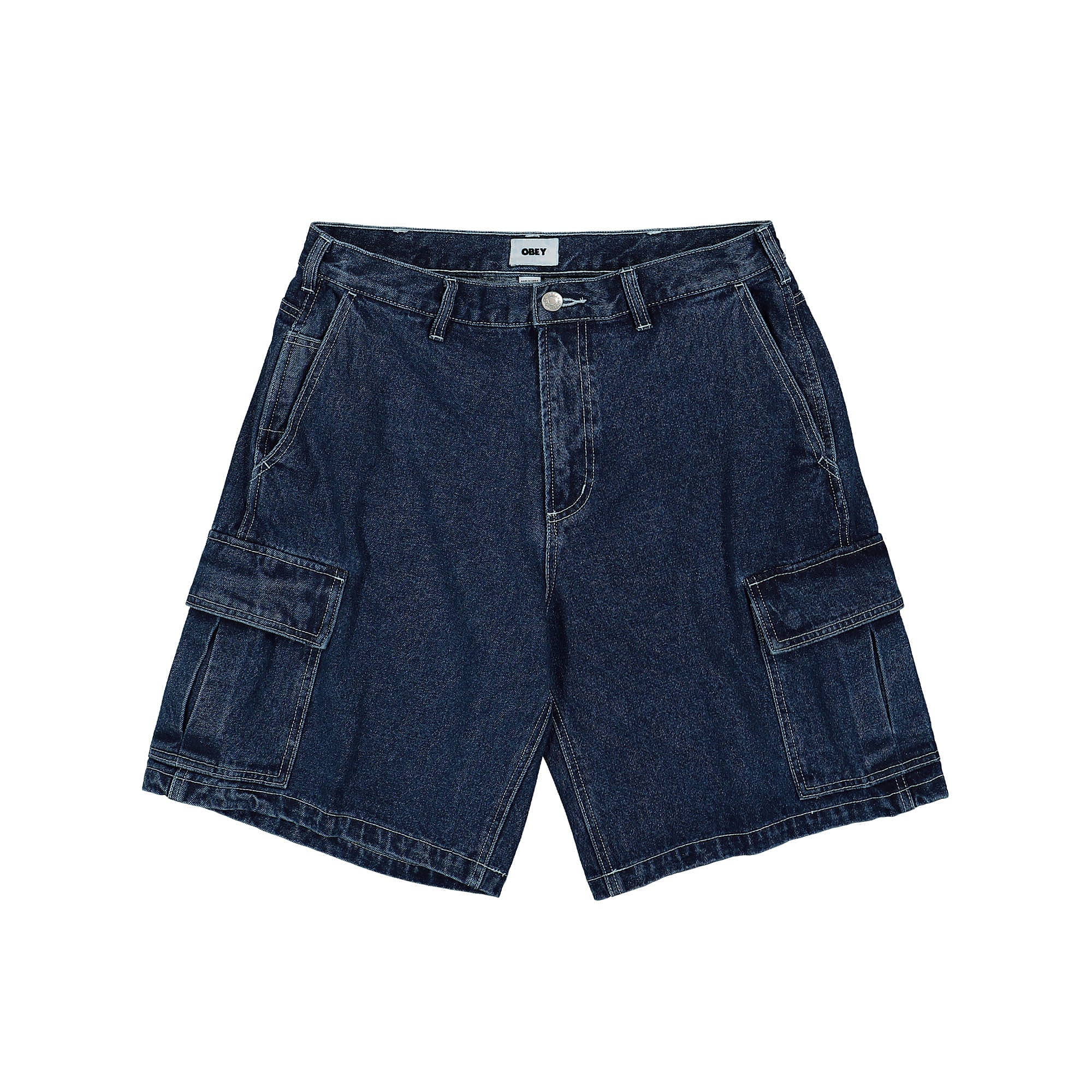 Obey Bigwig Baggy Denim Cargo Short Stone Wash Indigo Shorts 172100085-STN | Overkill
