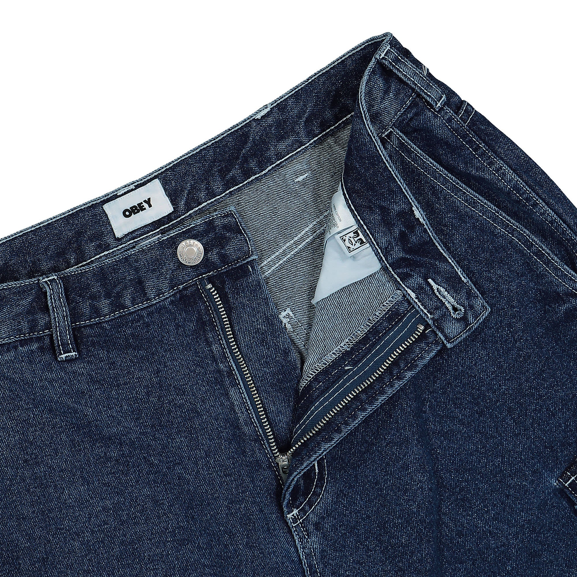 Obey Bigwig Baggy Denim Cargo Short Stone Wash Indigo Shorts Detailfoto | Overkill