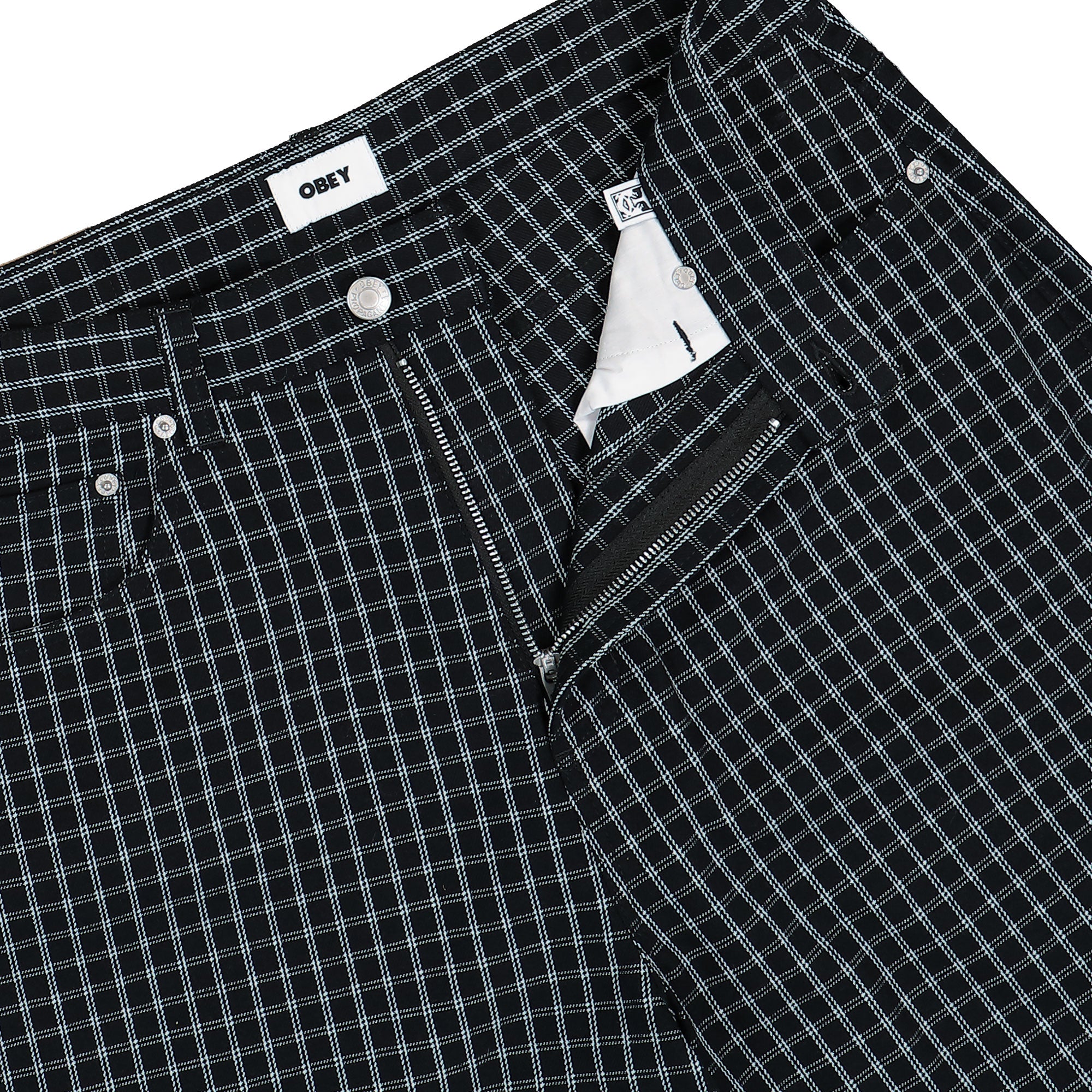 Obey Plaid Baggy Denim Short 172100095-BKM | OVERKILL