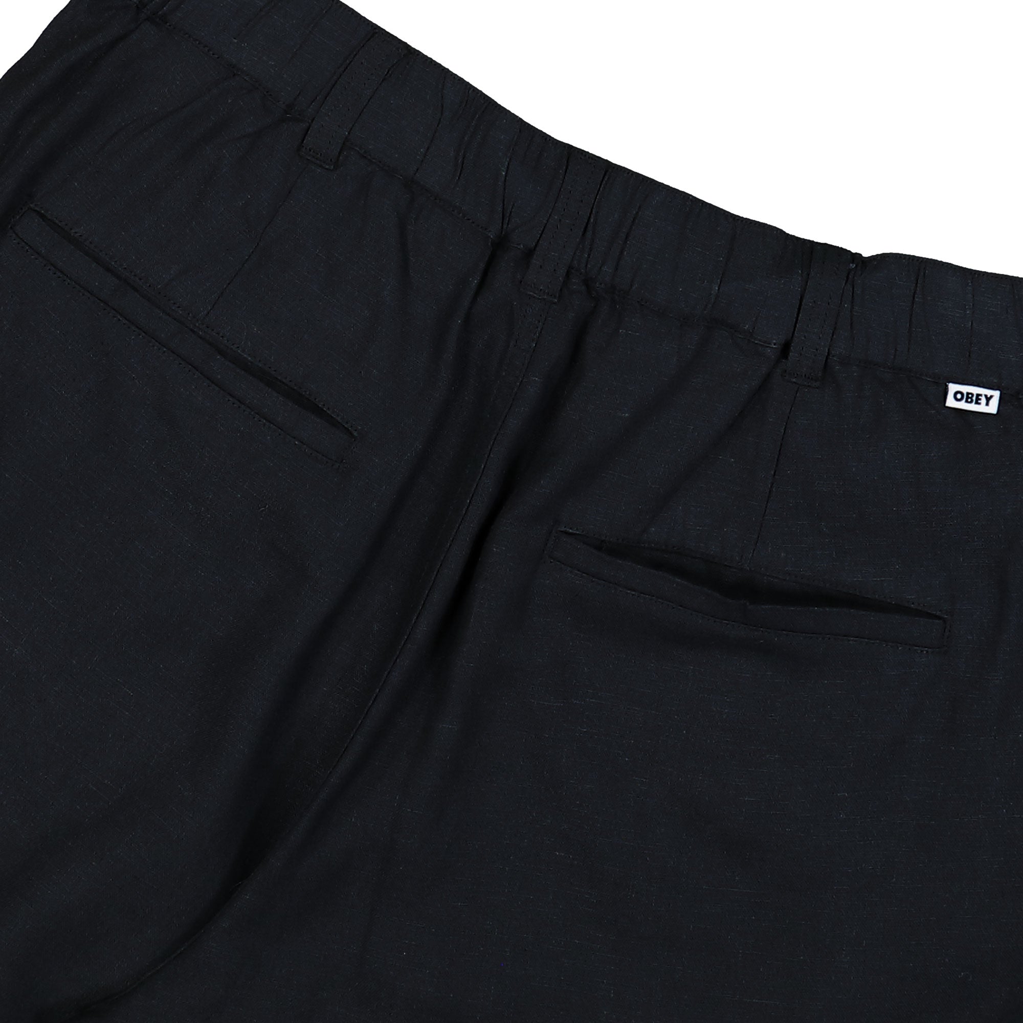 Obey Foster Pleated Linen Short 172100104-BLK | OVERKILL