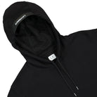C.P. Company Diagonal Raised Fleece Lens Hooded Sweatshirt Black Hoodies Close-up | Overkill