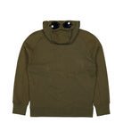 C.P. Company Diagonal Raised Fleece Goggle Zipped Hooded Sweatshirt Ivy Green Hoodies Material | Overkill
