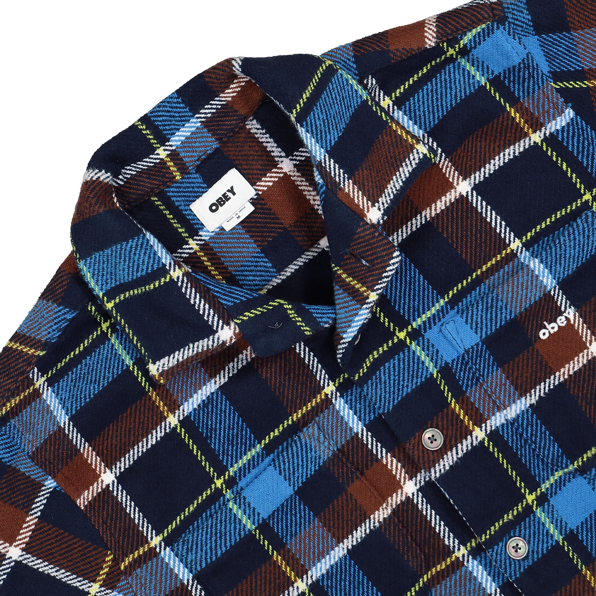 Obey Ray Woven Shirt Academy Navy Multi Shirts Close-up | Overkill