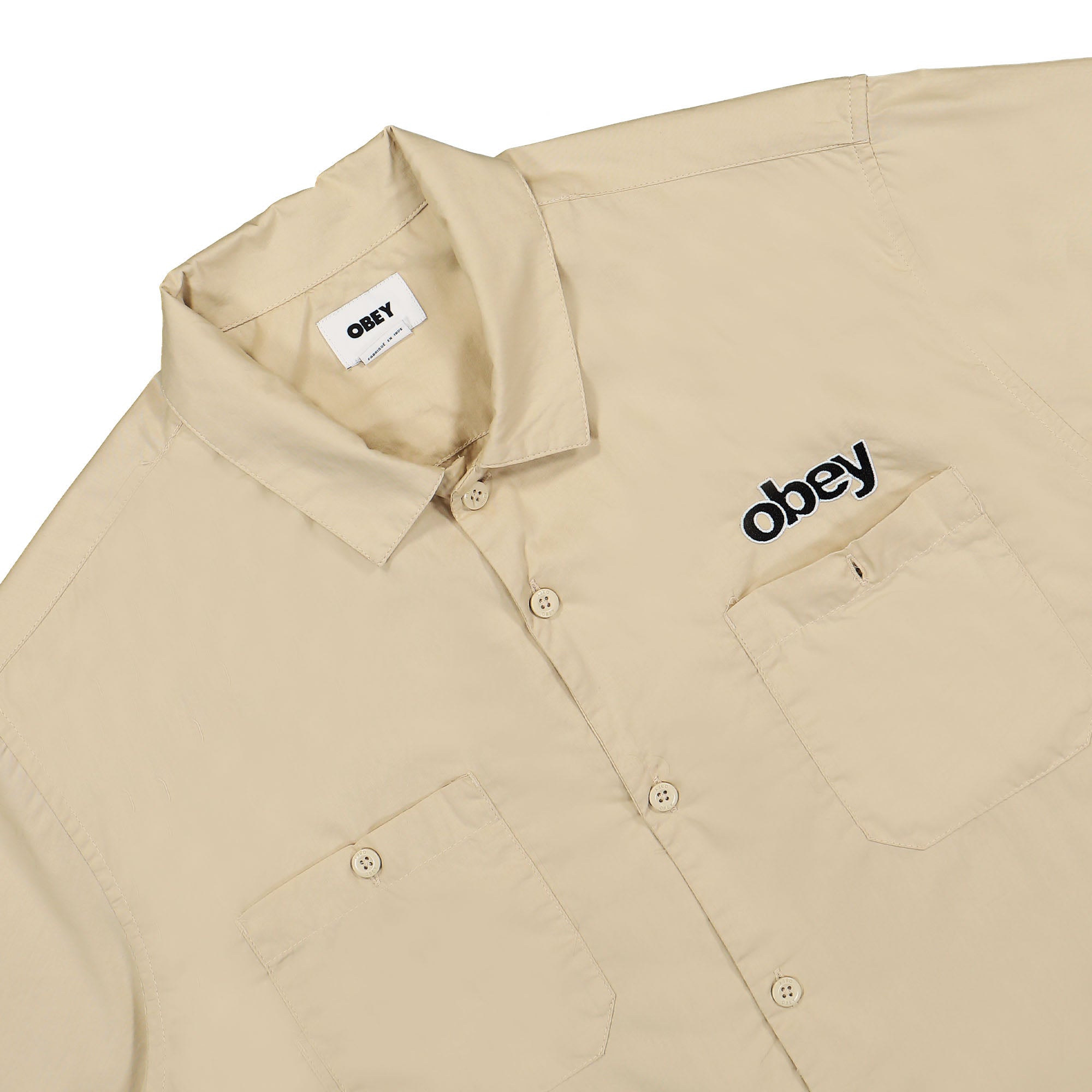 Obey Clock in Woven Shirt Clay Shirts Detailfoto | Overkill