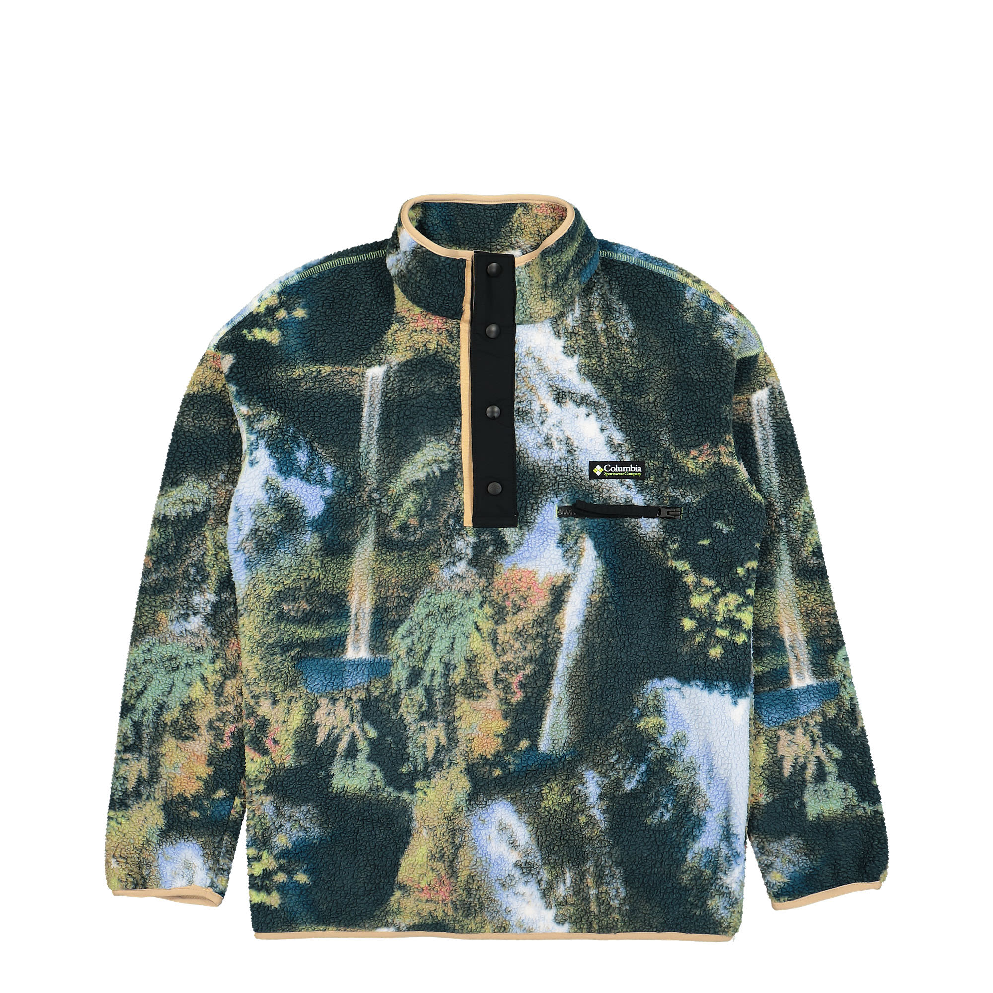Columbia Helvetia Half Snap Fleece Napa Green / Chasing Falls Print / Black Sweatshirts 1889853388 | Overkill