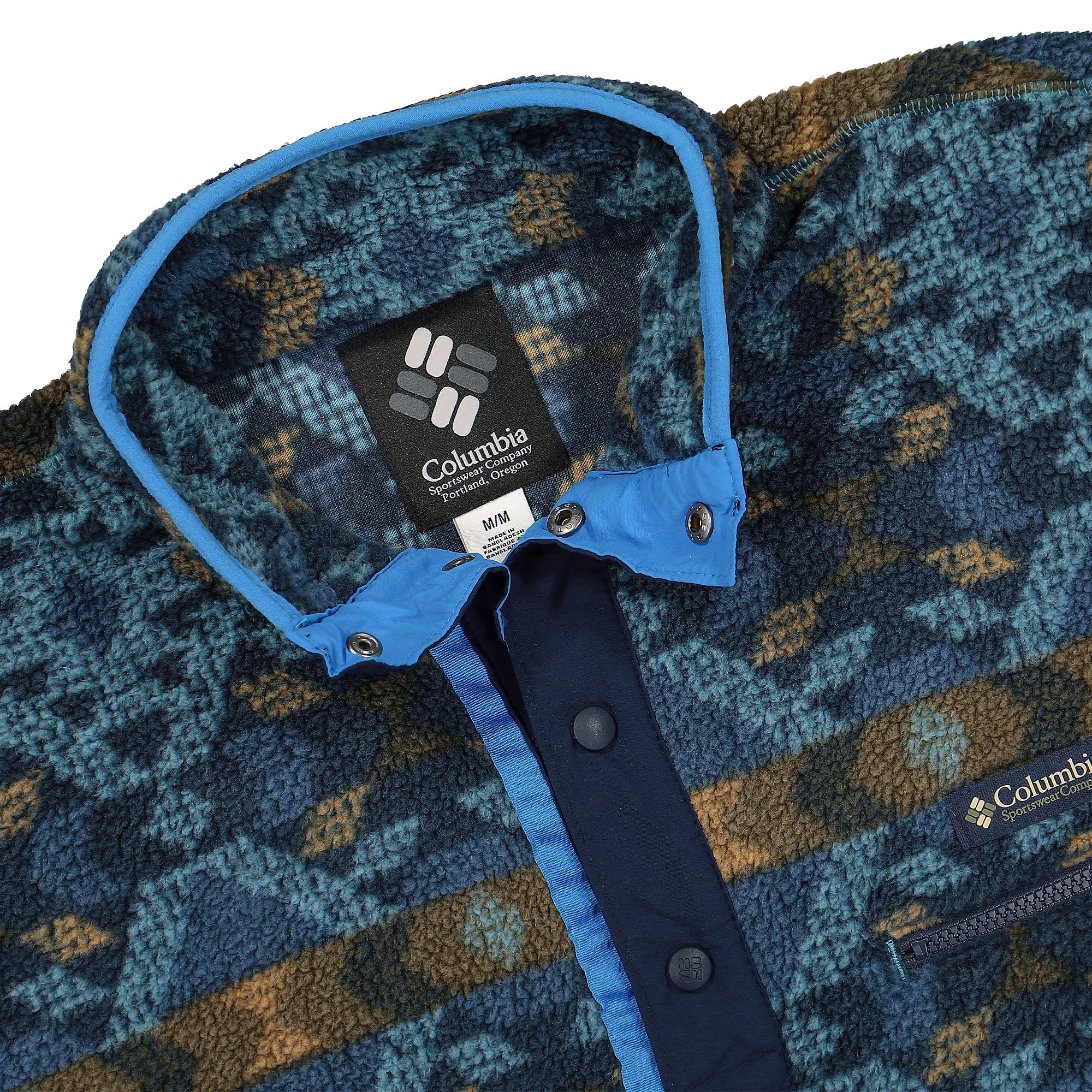 Columbia Helvetia Half Snap Fleece Canyon Blue Blanket Print Sweatshirts Close-up | Overkill