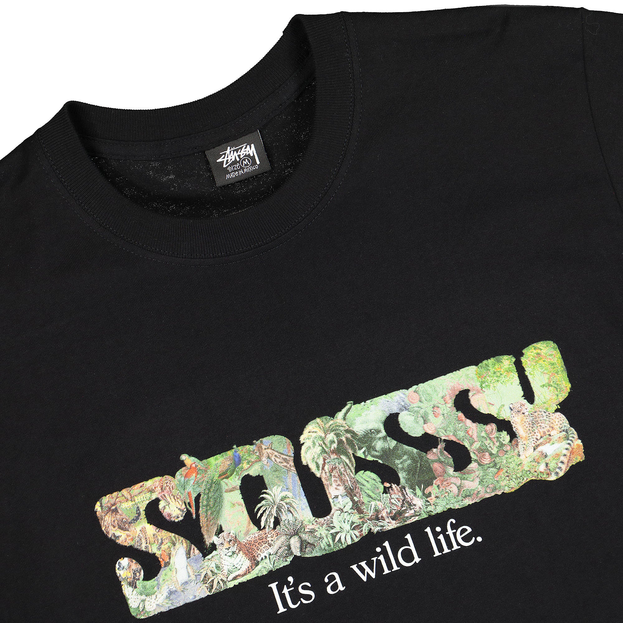 Stussy Its A Wild Life Tee Black T-Shirts Close-up | Overkill