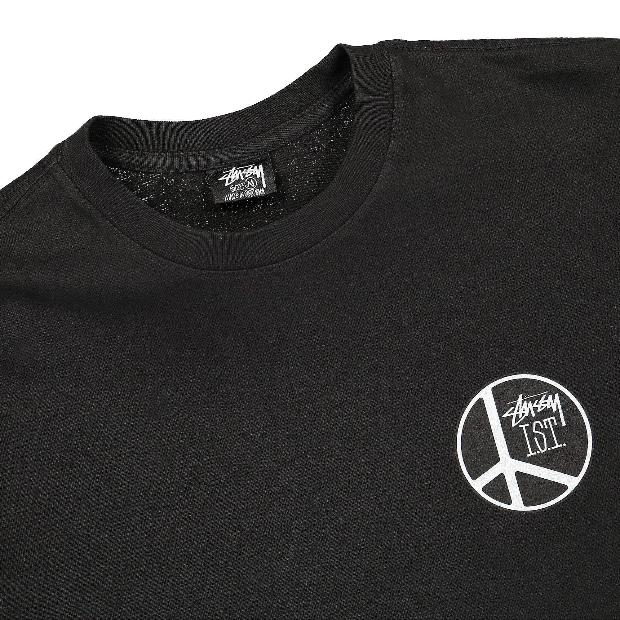 Stussy Peace Dot Pigment Dyed Tee Black T-Shirts Close-up | Overkill