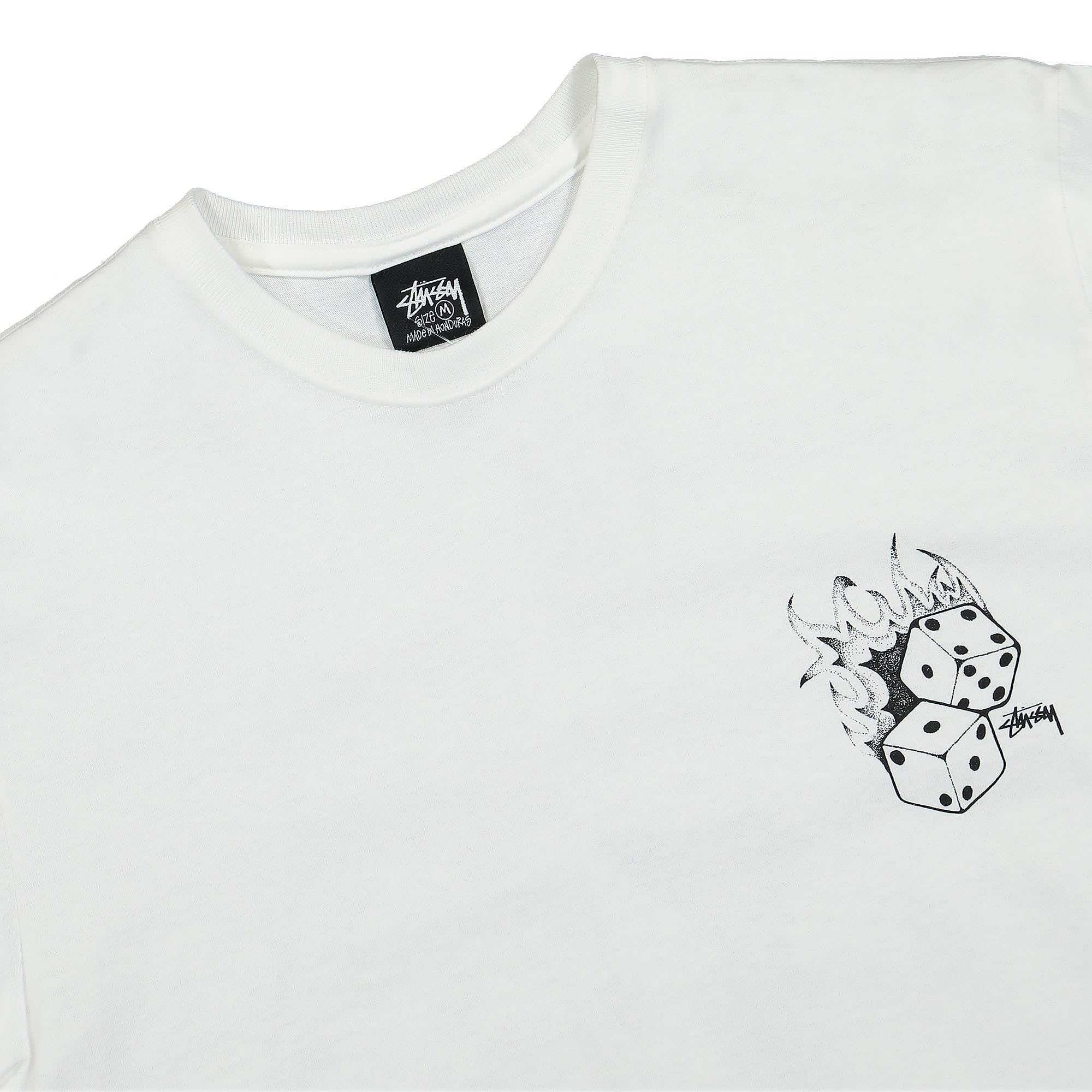 Stussy Fire Dice Tee White T-Shirts Close-up | Overkill