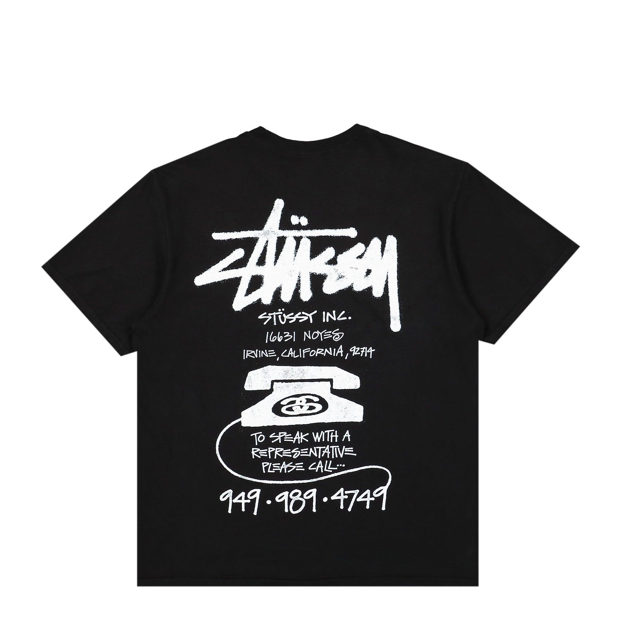 Stussy Old Phone Pigment Dyed Tee Black T-Shirts Close-up | Overkill