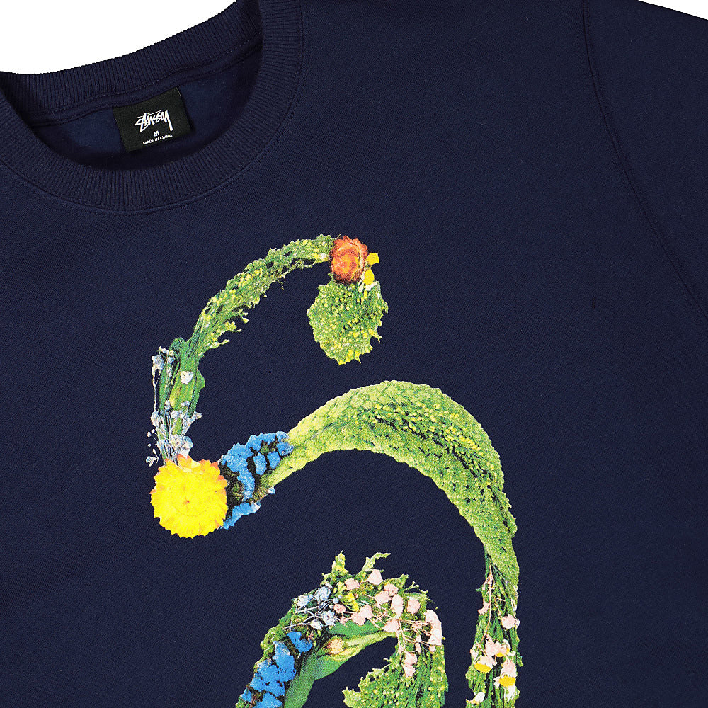 Stussy Floral S Crew Navy Sweatshirts Close-up | Overkill