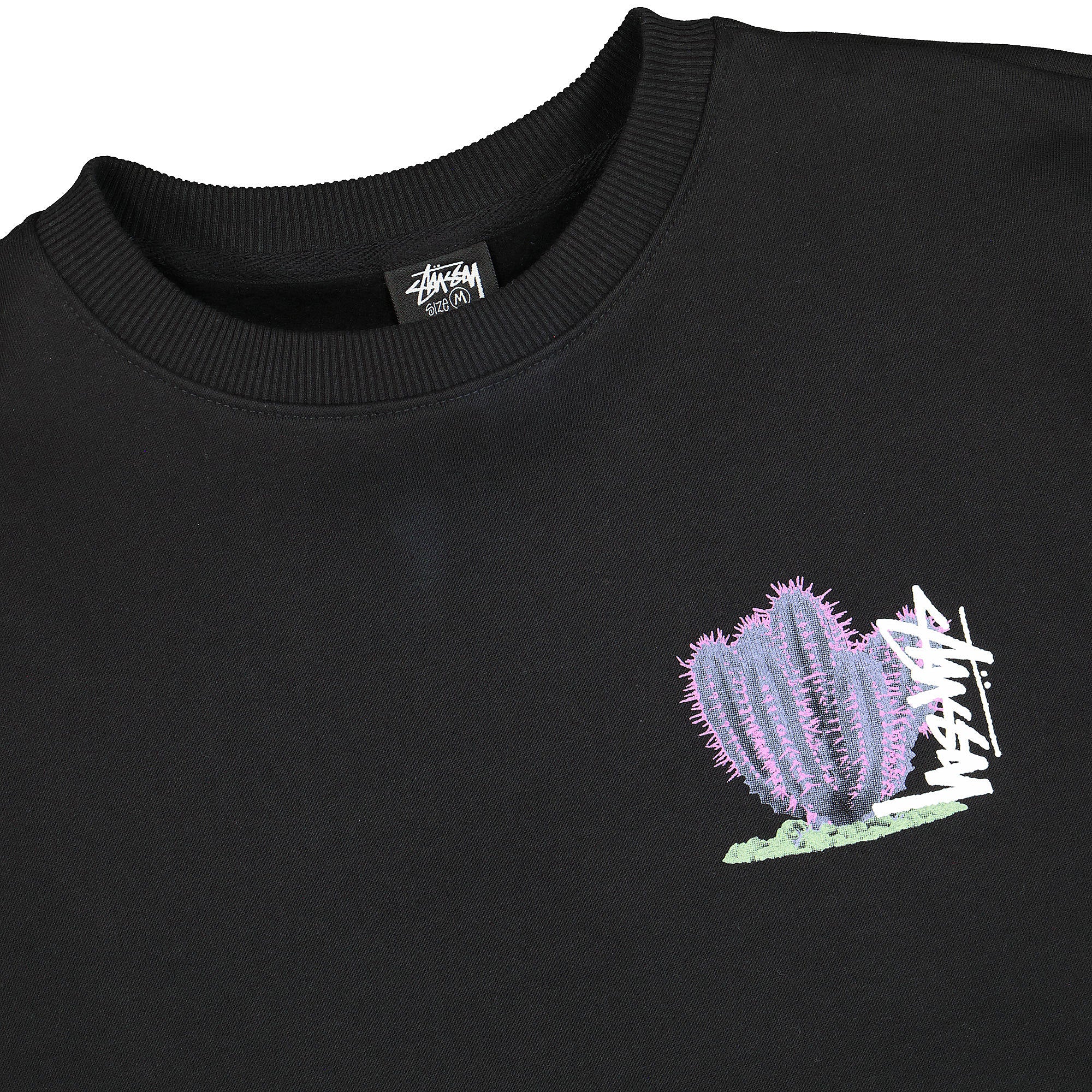 Stussy Desert Bloom Crew Black Sweatshirts Close-up | Overkill