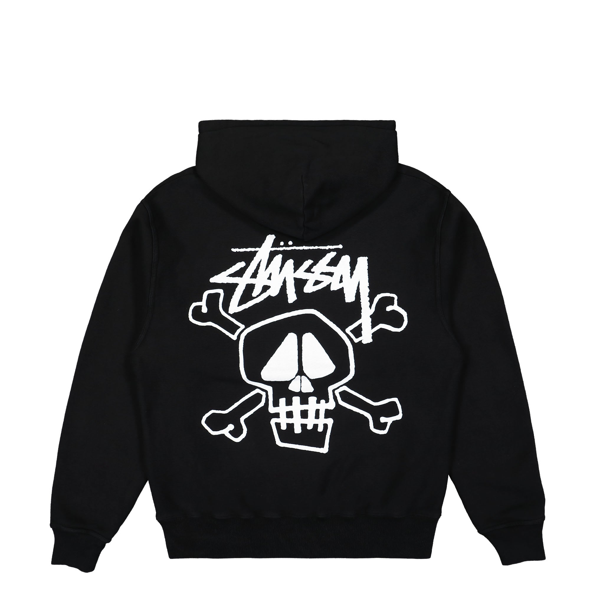 Stussy Skull & Bones Pig. Dyed Hoodie Black Hoodies Close-up | Overkill