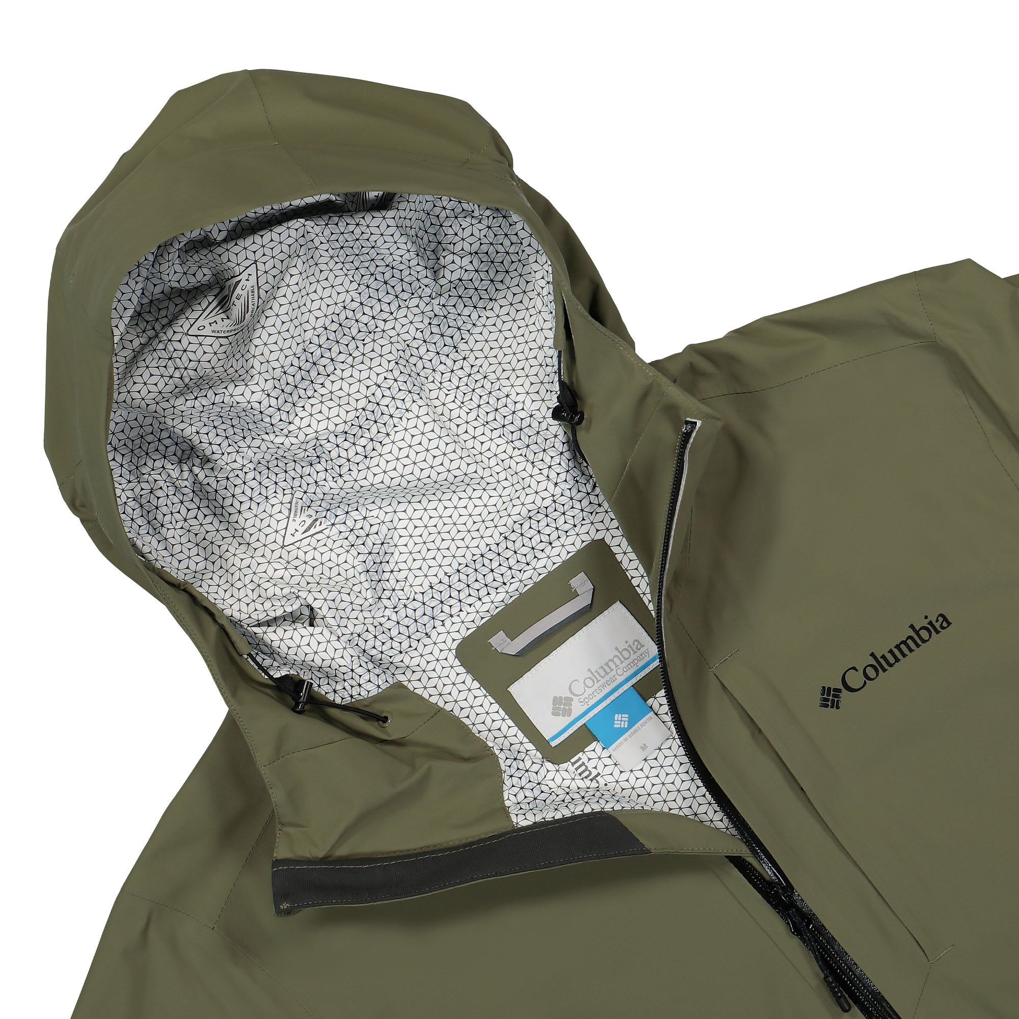 Columbia Omni-Tech Ampli-Dry Shell Stone Green Windbreaker Close-up | Overkill