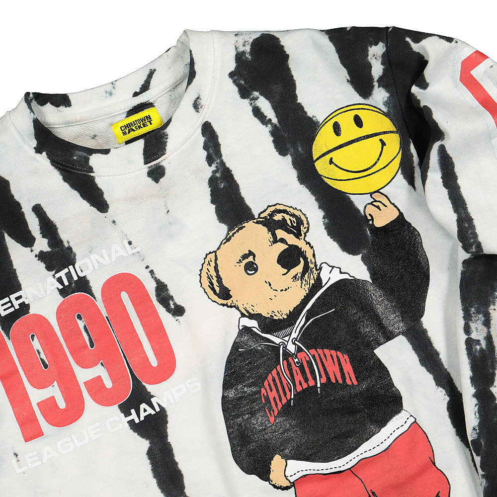 Chinatown Market Smiley Champion Varsity Bear Crewneck Grey Sweatshirts Close-up | Overkill