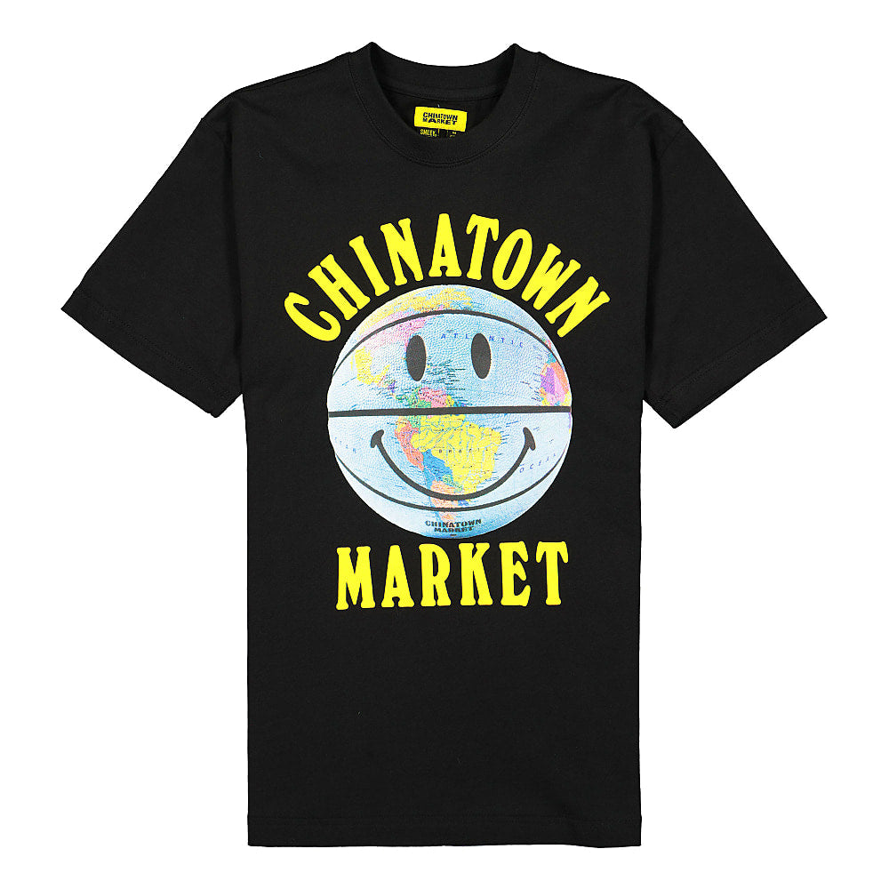 Chinatown Market Smiley Globe Ball Tee Black T-Shirts 1990276 / 0001 | Overkill
