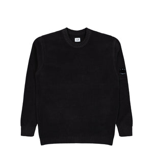 C.P. Company Chenille Cotton Lens Crewneck Black Sweatshirt 19CMKN017A-005558G 999 | Overkill
