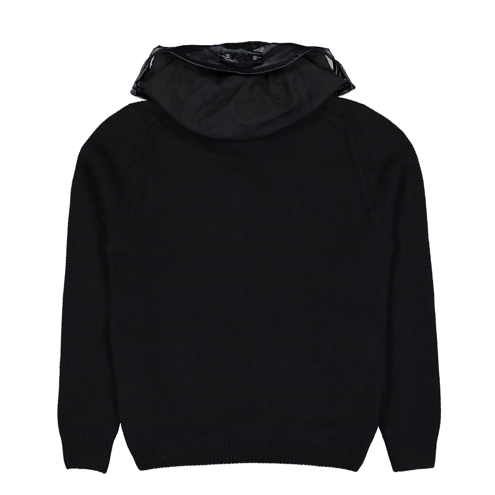 C.P. Company Lambswool Mixed Goggle Hood Cardigan Black Cardigan 19CMKN245A-110149M 999 Close-up | Overkill
