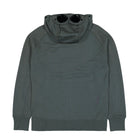 C.P. Company Diagonal Raised Fleece Goggle Sweatshirt Dark Shadow Zip Hoodie 19CMSS715A-005086W 978 Close-up | Overkill
