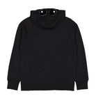 C.P. Company Diagonal Raised Fleece Goggle Sweatshirt Black Zip Hoodie 19CMSS715A-005086W 999 Close-up | Overkill
