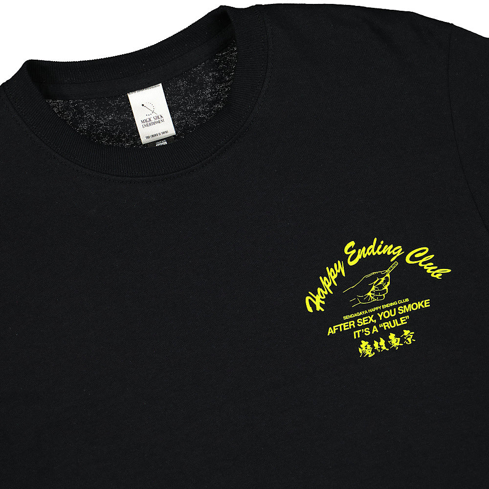 Magic Stick Happy Ending Club Merch Longsleeve Tee Black Longsleeves Close-up | Overkill