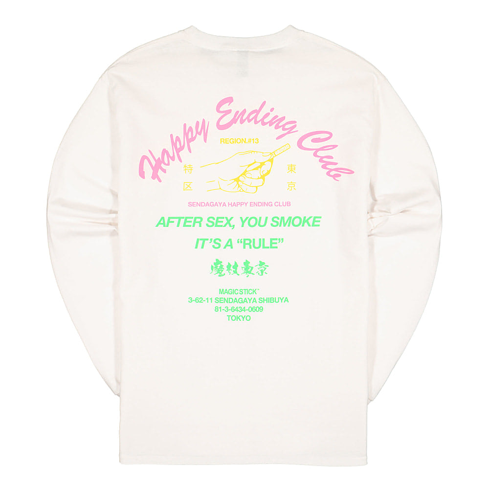Magic Stick Happy Ending Club Merch Longsleeve Tee White Longsleeves Material | Overkill