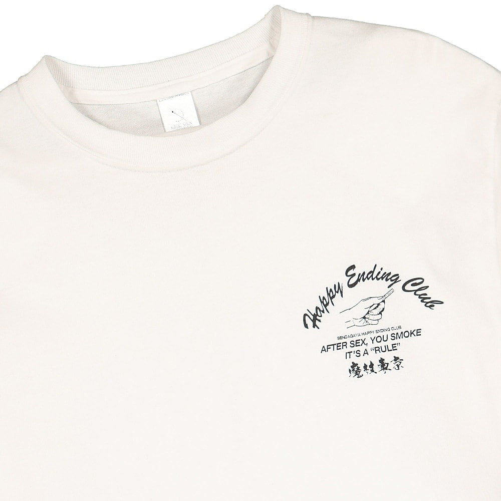 Magic Stick Happy Ending Club Merch Longsleeve Tee White Longsleeves Close-up | Overkill