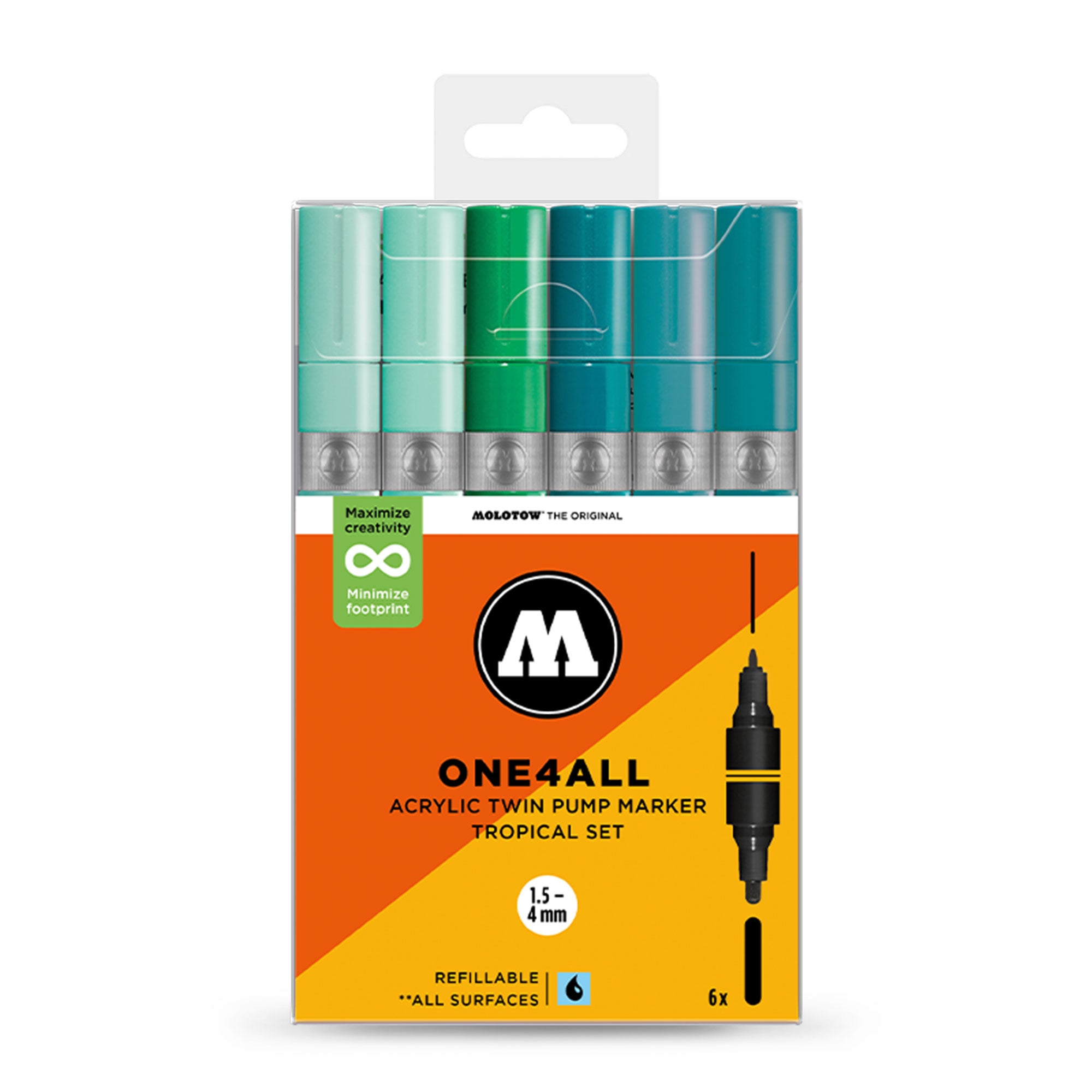 Molotow ONE4ALL Acrylic Twin Tropical Set Multicolored Marker 200855 | Overkill