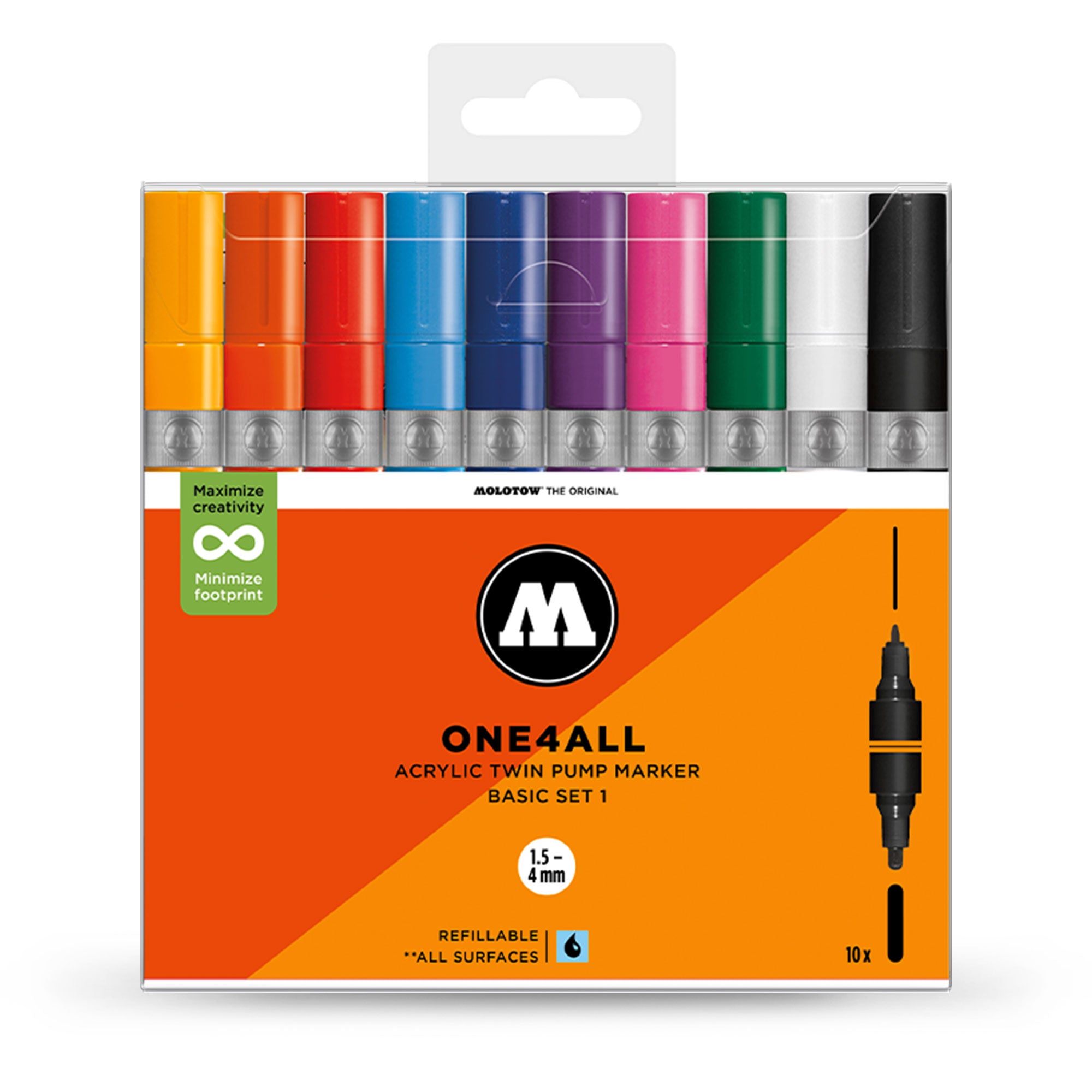 Molotow ONE4ALL Acrylic Twin 10er Basic Set 1 Multicolored Marker 200890 | Overkill