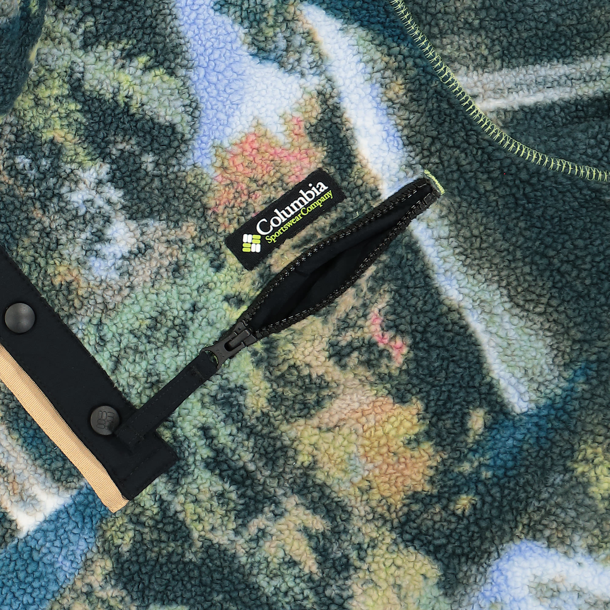 Columbia W Helvetia Cropped Half Snap Fleece Napa Green / Chasing Falls Print / Black Sweatshirts Detailfoto | Overkill