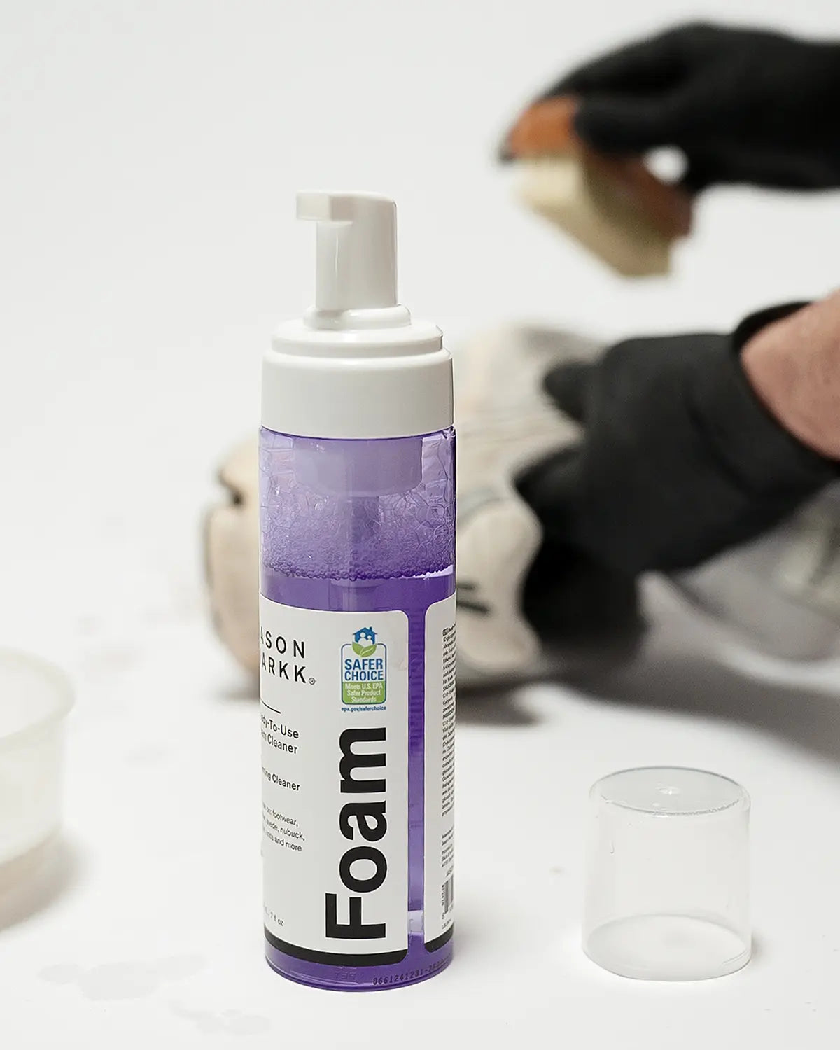 Step 1: Put on Gloves and Add Foam to the Water