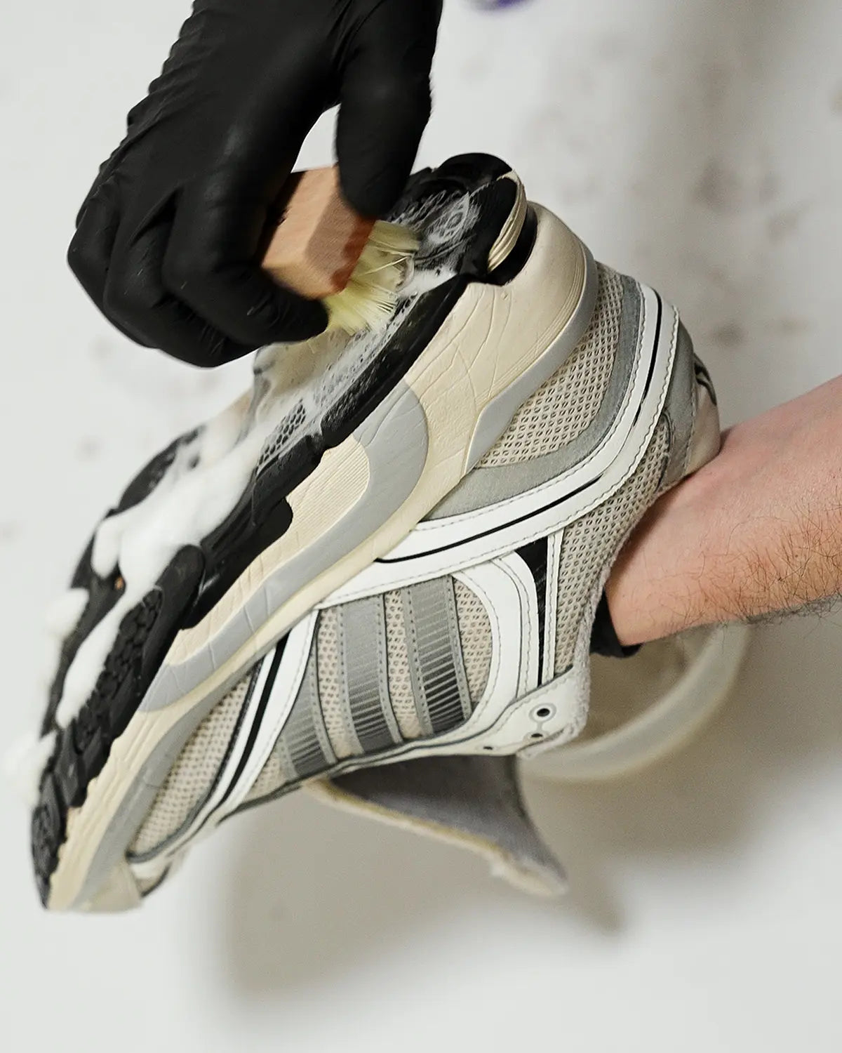 Step 8: Clean the Soles with Foam