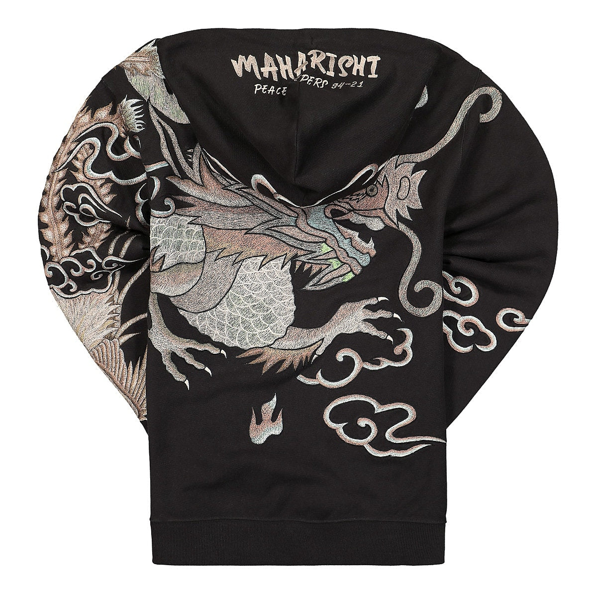 Maharishi Pearl Dragon Hooded Sweater Black Hoodies Material | Overkill