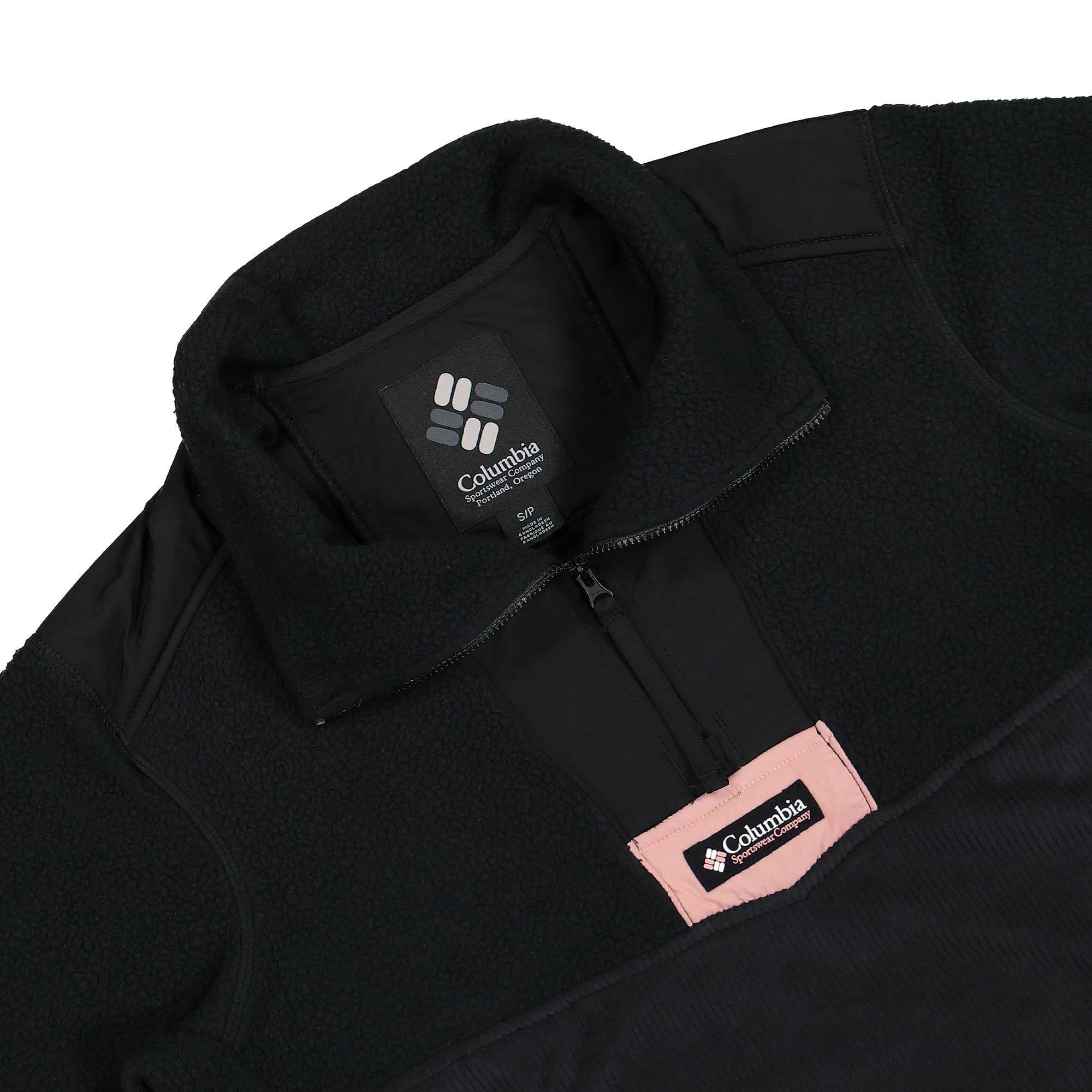 Columbia W Riptide Half Zip Fleece Black / Salmon Rose Sweatshirts Close-up | Overkill