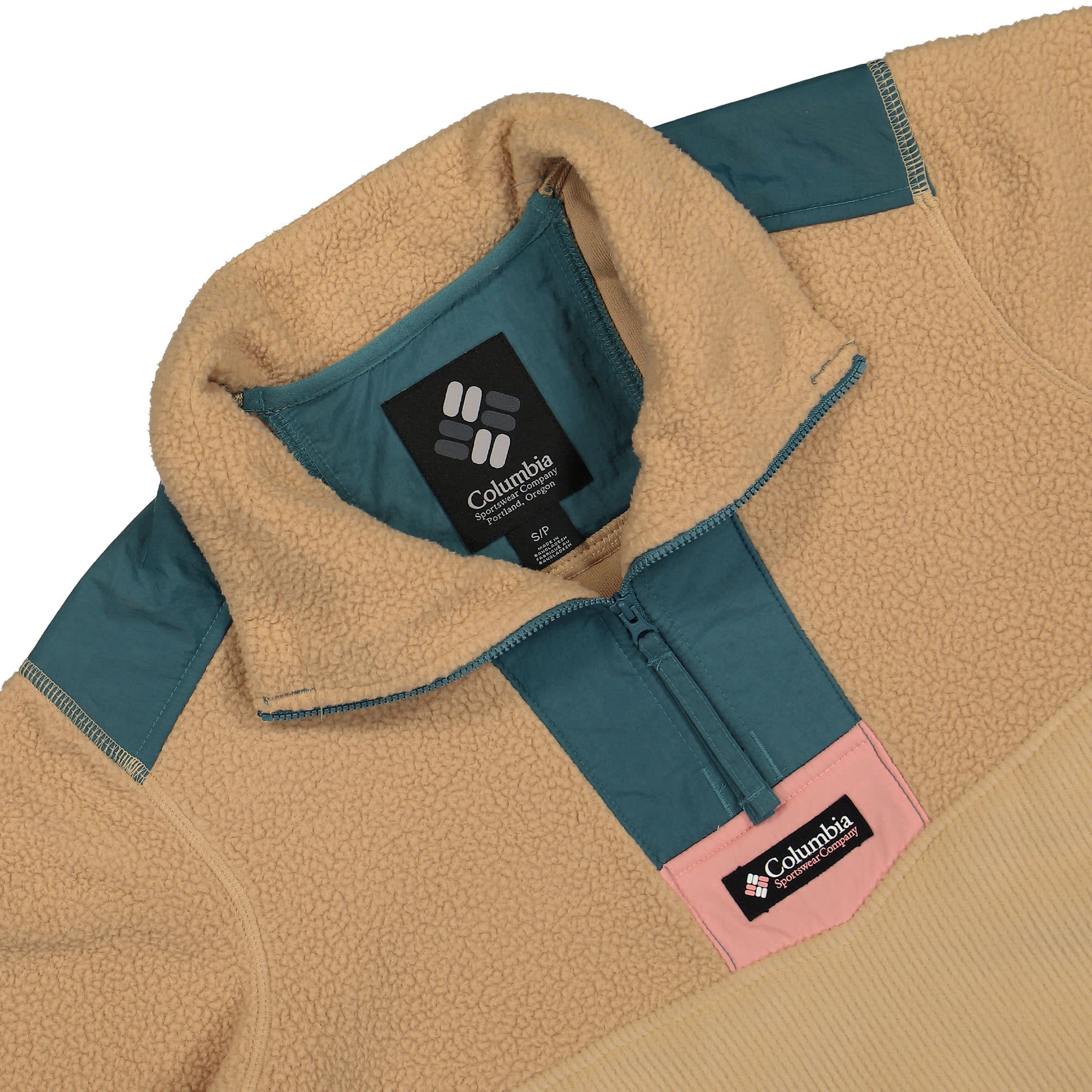 Columbia W Riptide Half Zip Fleece Canoe / Cloudburst / Salmon Rose Sweatshirts Close-up | Overkill